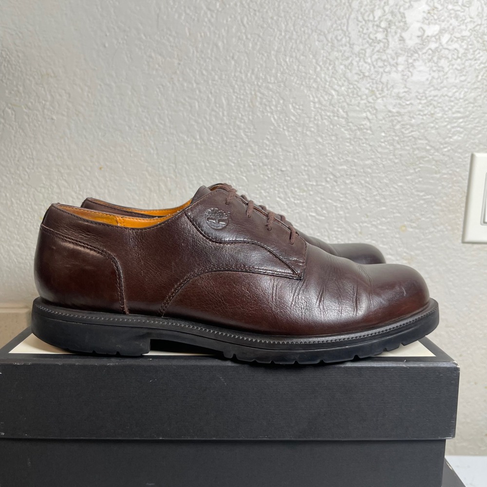Timberland 93076 Brown Leather Oxford Casual Shoes Lace up Men's Size 10.5 M